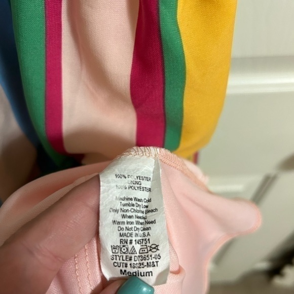 Peach Love California Striped Dress Medium spaghetti straps - Picture 6 of 6